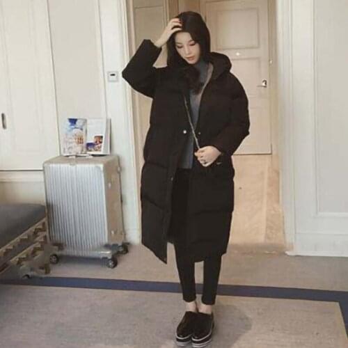 Women Loose Puffer Long Coat Parka Jacket Lady Hooded Oversized Winter Windproof Thick Warm Parkas Outerwear