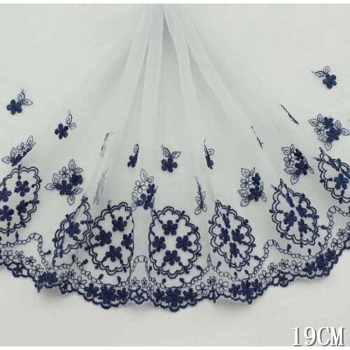 1lot(about 56yards) Dark Blue Ribbon Fabric Cloth 19cm Width Wedding Dress Lace Trim Shawl Scarf Clothing Accessories