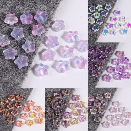 10pcs 8mm Czech Colored Glaze Five-Pointed Star Antique Hairpin Shook Loose Glass Beads Handmade Accessories Jewelry Materials