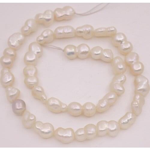 15" Strand 8-12mm Natural White Freeform Peanut Pearl Loose Beads Jewelry Making