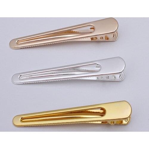 20 Pcs/Lot) Korean Barrettes KC Gold Silver Plated Oval Hair Clips For Women Jewelry Decorations