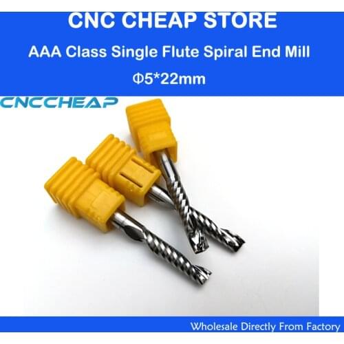 3pcs 5*22MM HQ AAA Single Flute Cutting Tools, End Mill Bits, one Spiral Cutters, Engraving Drill Bits, CNC Router Tools