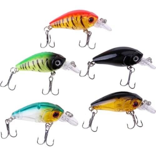 5Pcs 4.5cm Crankbait Fishing Lures Fish Wobblers Tackle 3D Eyes Crank Baits Artificial Hard Bait Swimbaits