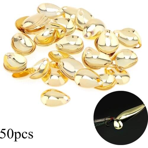 50pcs/set 15mm DIY Spinner Bait Noise Metal Spoon Gold Silver Fishing Lure Tail Fishing Accessories