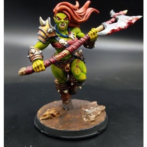 56mm Resin Model Kits Orc Female Axe Fighter Warrior Figure Unpainted No Color RW-084