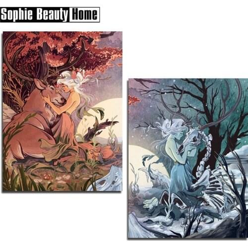 Diy 5D Diamond Painting Cross Stitch Love In Beauty and Deer Diamond Embroidery Pattern Full Drill Mosaic Home Decor Art 060807