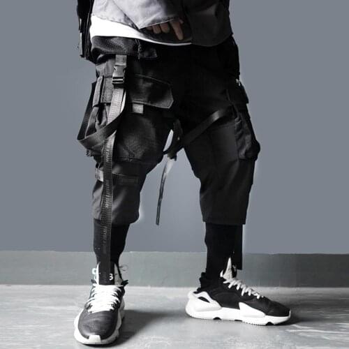 Ribbons Multi Pockets Cargo Pants Harajuku Casual Track Trouser Streetwear Techwear Pants Joggers Cyberpunk Mens clothes