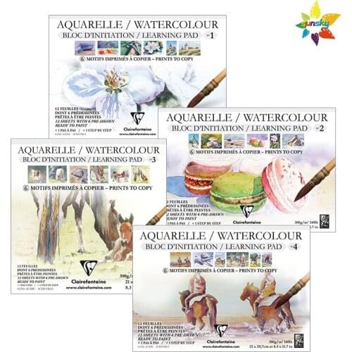 Clairefontaine Artists Watercolour Painting Initiation Learning Paper Pad 140lb,12 sheets,textured Acid free watercolour paper
