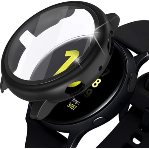 2 in 1 Case with Screen Protector for Samsung Watch Active2 40mm 44mm Full Protective Tempered Glass Hard Cover for Active 2