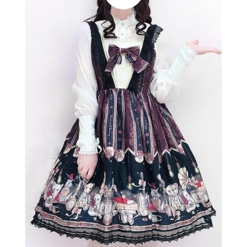 Palace princess daily sweet lolita dress vintage lace bowknot cute printing victorian dress kawaii girl gothic lolita jsk loli