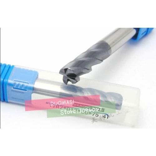 1Pcs 4R1.0~6R1.0*75L 4Flute Cemented Carbide Corner Radius endmill CNC router bit milling cutter (5mm/6mm)