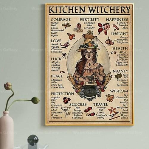 Kitchen Witchery Woman Posters and Prints Decoration Canvas Wall Pictures Witches Magic Knowledge Art Painting Gifts Home Decor