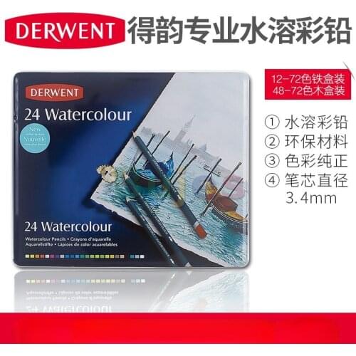 Derwent Colored Pencils, WaterColour, Water Color Pencils, Drawing, Art, Metal Tin, 12/24/36/48/72 Color,Multicolor,Color Pencil