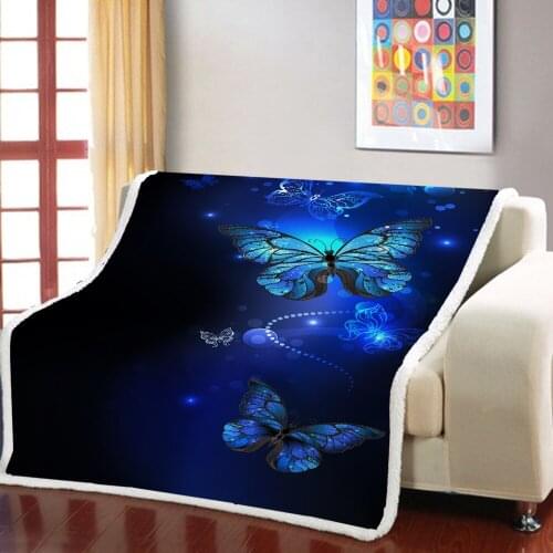 Fashion Golden Color Butterfly Blanket 3D Retro Printing Square Blanket for Adult Children Warm Nap Blanket