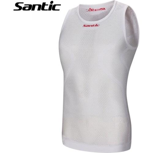 Santic Men Cycling Jersey Keep Dry Warm Mesh Cycling Vest Sleeveless Bike Bicycle Undershirt Sports Downhill Cycling Clothing