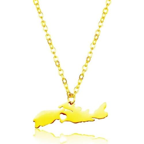 New Nova Scotia Map Necklace Gold Silver Color Stainless Steel Nova Scotia Map Heart Pendant Necklace Map Memorial Jewellery