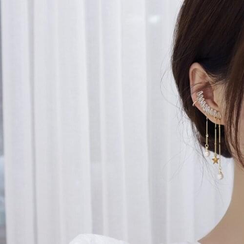 2020 New Fashion Womens Earrings Delicate Star Pearl Zircon Tassels Earrings For Women Brides Wedding Party Jewelry Wholesale