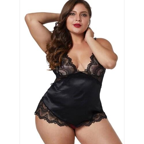 New Women Sexy V-neck Lingerie Night Dress Sleeveless Ladies Satin Nightgown Plus Size Lace Sleepwear Female Sweet Nightwear