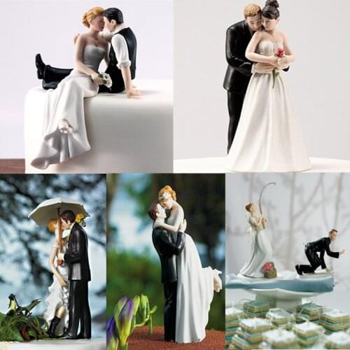 Arrival Wedding Romantic Bride and Groom Toppers Couple Figurine Marriage Funny Cake Topper for Wedding Cupcake Decoration