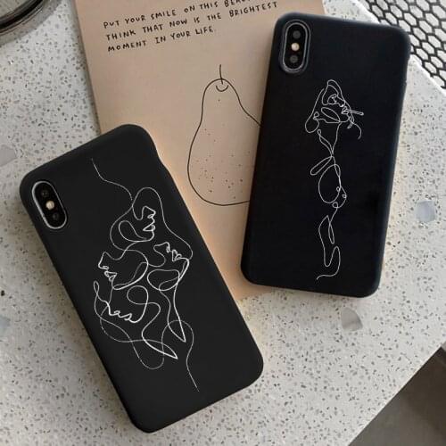 Funny Abstract Women Face Line Soft Phone Case For iPhone XR XS Max X 11 12 Pro Max Mini SE 2020 6s 7 8 Plus Kiss Silicone Cover