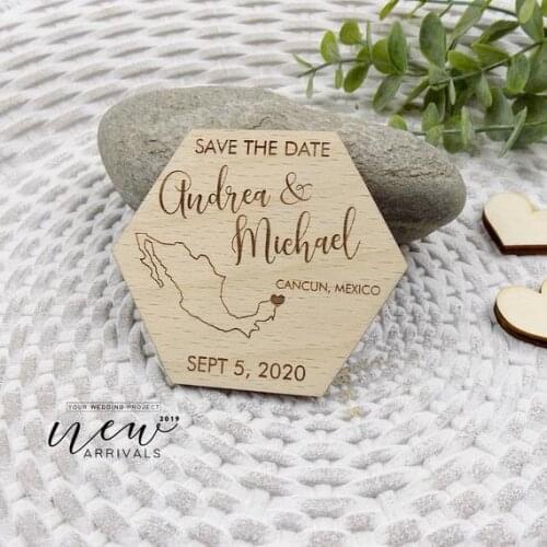 Map Save the Date Magnet, Wood Save the Date, Geometric Save the Date, Custom Save our Date, Hexagon Save the Date, Destinati