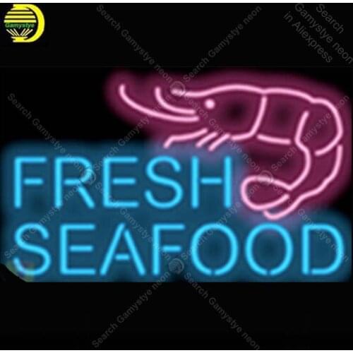 Fresh Seafood with Graphic NEON LIGHT SIGN Neon Sign lamp GLASS Tube BEER PUB Store Display Handcraft Iconic Sign personalized