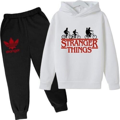 Hoodies for girls childrens winter suit Stranger Things child clothes Autumn Warm Sweatshirts Kids Suit boys Hoodies+pant 2pcs