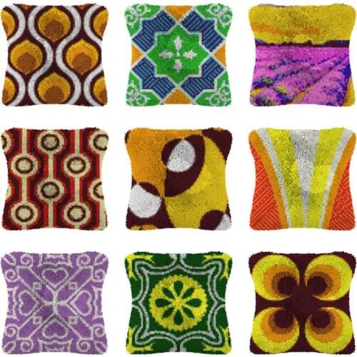 Crocheting Rug Yarn Pillowcase cross stitch kits embroidery needlework sets Christmas printed Cushion Mat Latch Hook Pillow