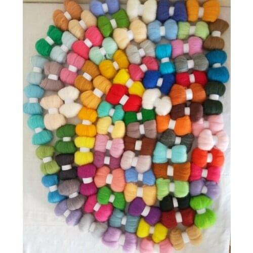 WFPFBEC 70S DIY wool roving WOOL FOR needle FELTING TOOLS animal doll EYES nose HANDLE sets wool fiber 10g/bag 80colors