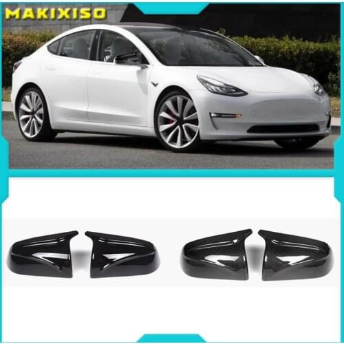 Replacement Trim 2p High Quality Carbon Fiber Pattern for Tesla Model 3 Model3 Tesla M3 2017-21 Rearview Mirror Cover