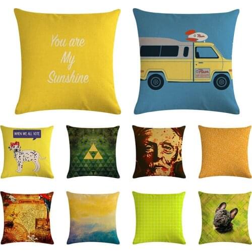Cartoon Pattern Yellow Geometry Cushion Cover For Lover Gift Home Bedroom Car Decorative Pillows Cover 45cm*45cm ZY1364