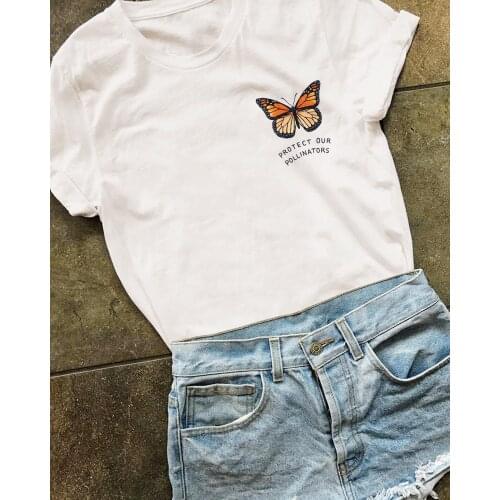 Protect our pollinators t shirt women fashion grunge tumblr Fashion camisetas aesthetic graphic unisex cotton Butterfly tee top