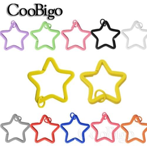 10pcs Colorful Star Shape Keyring Cute Keychain Holder Candy Colours Metal Key Rings Bag Pendants Charm Gifts