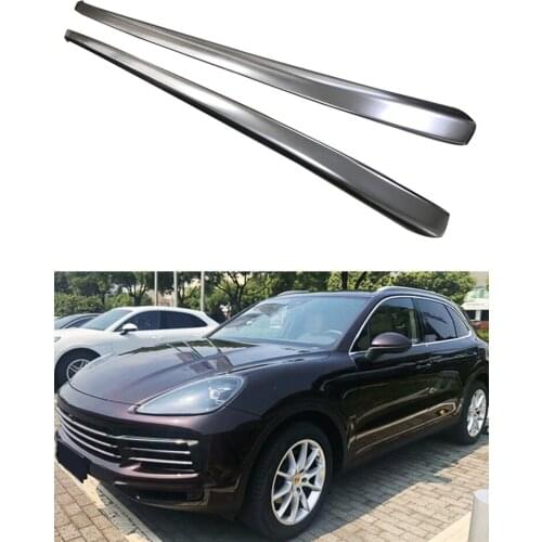 2pcs Silver Black ABS Plastic Luggage Carrier Crossbar Top Rails Car Roof Rack for Porsche Cayenne 2018 Sticky
