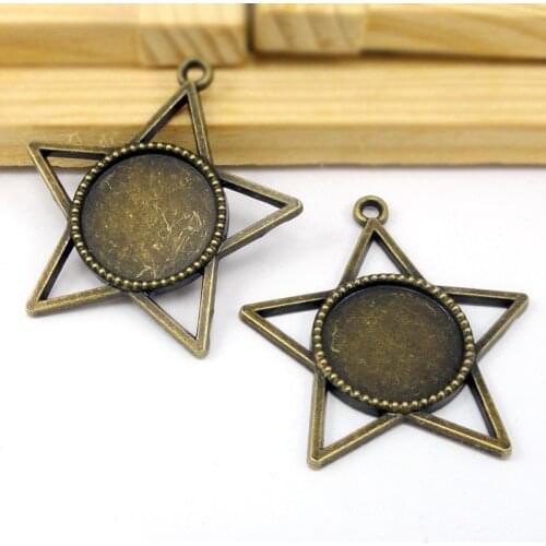 20pcs--Antique Bronze Star Cameo Cabochon Base Setting, inner 18mm