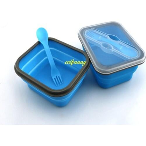 3pcs/lot Free shipping Silicone Collapsible Lunch Boxes Microwave Lunch Box Outdoor Food Container Bento Box Kitchen Tableware