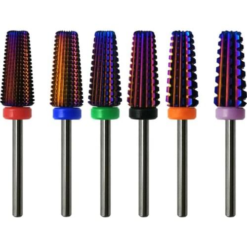 6 Types Purple Coating Carbide Nail Drill Bit Tapered Nail Bit Milling Cutter For Manicure Nails Art Accessories Tool