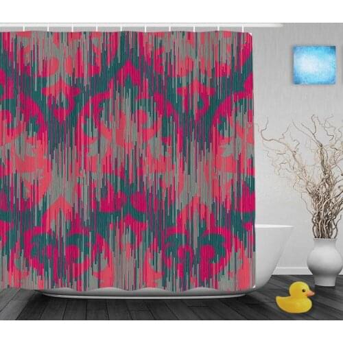 Abstract Damask Pattern Bathroom Shower Curtain Vintage Style Home Decor Shower Curtains Waterproof Polyester Fabric With Hooks