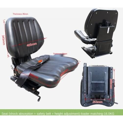 For Forklift Accessories Loader Chair Seat Stool Seat Seat Assembly (Shock Absorption and Seat Belt and Height Adjustment)