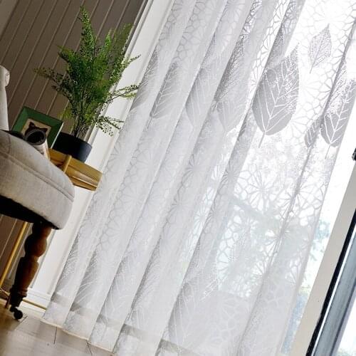 White Sheer Curtains for Living Room Bedroom Jungle Leaves Tulle Curtains Mesh Voile Curtains Panel Window Treatments Home Decor