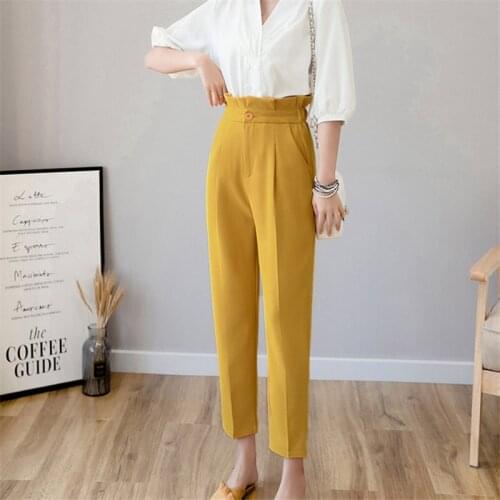 HziriP Stylish Streetwear Bud-Waist Large Size Autumn High Waist Casual Pencil Pants Office Lady Loose Slim Ankle-Length Pants