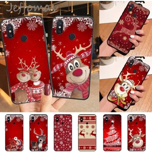 Christmas New Year Deer Phone Case For Xiaomi Redmi Note 4 4x 5 6 7 8 pro S2 PLUS 6A PRO