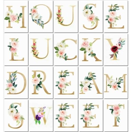 Huacan DIY Mosaic Diamond Embroidery Letter Of The Alphabet Text 5d Diamond Painting Full Square Flower Creative Hobbies