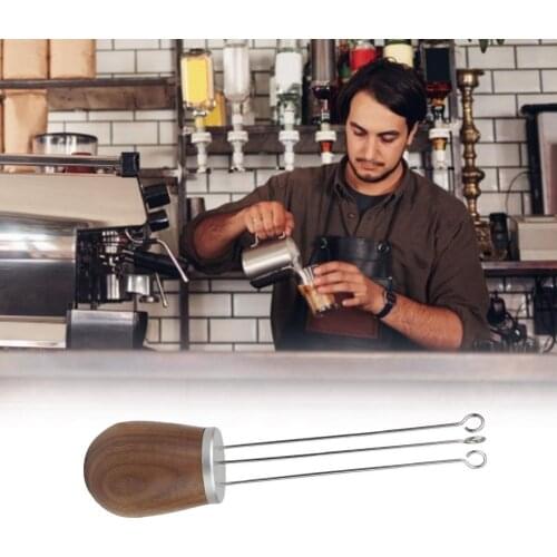 Solid Wooden Handle Needle Coffee Tamper Coffee Stirring Tool Coffee Tamping Stick Needle Type Coffee Powder Distributor