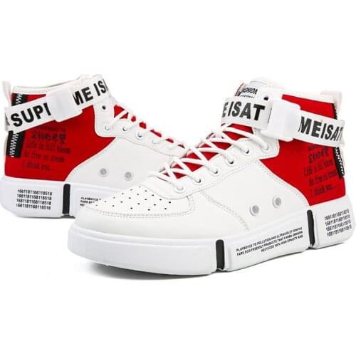 Men Casual Shoes High Top PU Leather Sneakers Male Trainers Footwear Comfortable 2020 Fashion Adult Sports Shoes Push Size