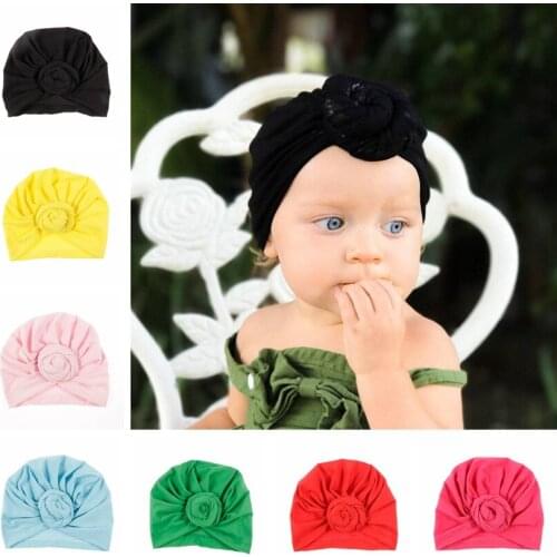 Cute Flower Baby Hat Toddler Turban Infant Head wraps Kids Bonnet Newborn Toddler Beanie Cap for 0-18m