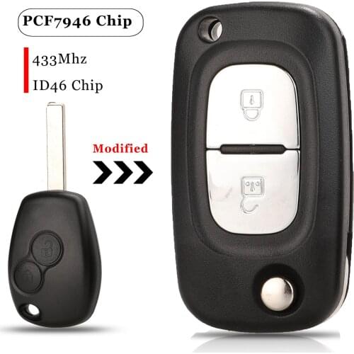 Jingyuqin 2 Buttons Modified Remote Key 434MHz PCF7946 For Renault Trafic Master Modus With VA2/NE73 Blade