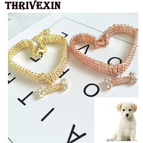 Crystal Dog Necklace Fashion Cute Bone Puppy Scarf Accessories Neck Strap Cat Tie Pet Supplies