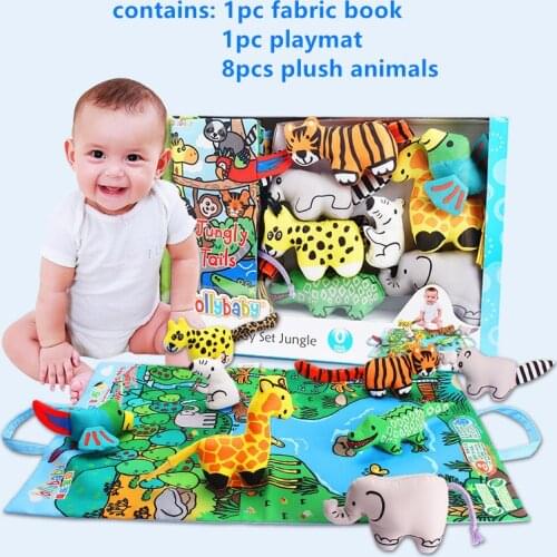 1pcs Animal Soft Book+Playmat +8pcs Animals Toys For Toddlers Kid Infant Baby 0 12 months Quite Book Activity Learning Education