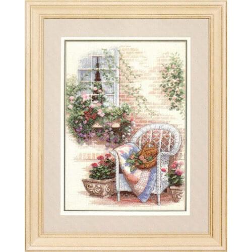 Fishxx Cross Stitch Kit C154 Afternoon Sunshine Garden Garden Landscape Comfortable Rocking Chair Home Pattern